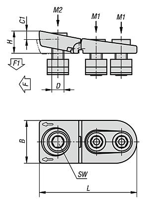 T-slot clamp, steel