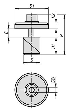 Clamping pin, steel or stainless steel with washer