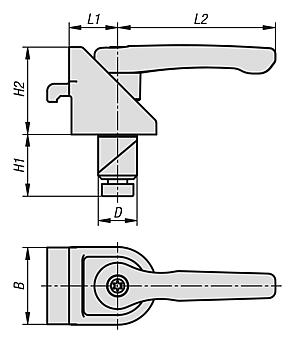 Clamping pin, steel or stainless steel with clamping angle