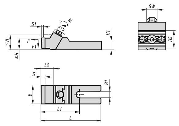 Robust side clamps, steel, flat