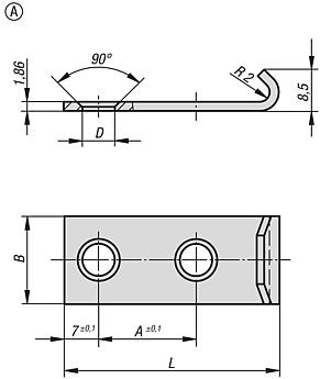 Gegenhaken für Spannverschlüsse Edelstahl mit Spannbügel DIN 3133, Form A