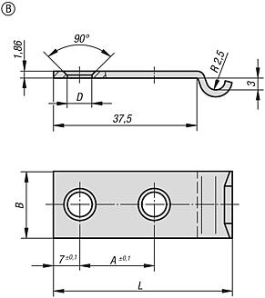 Catch plates Form B for DIN 3133 latches