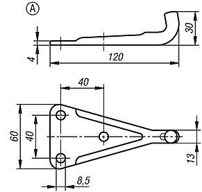 Catch plate Form A, for adjustable latch, heavy-duty version