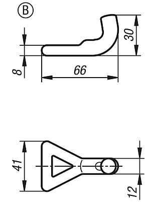 Catch plate Form B, for adjustable latch, heavy-duty version