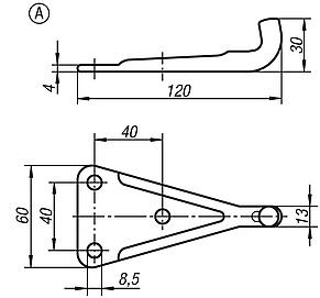 Catch plate Form A, for adjustable latch, heavy-duty version
