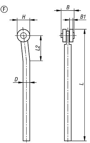 Round rods, steel for swivel grip, Form F