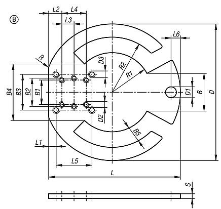 Adapter plate, round, Form B