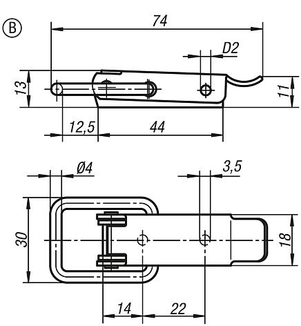 Latches with draw bail, Form B