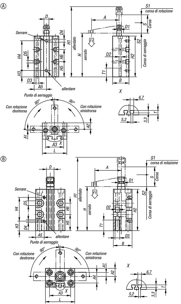 Staffa girevole pneumatica