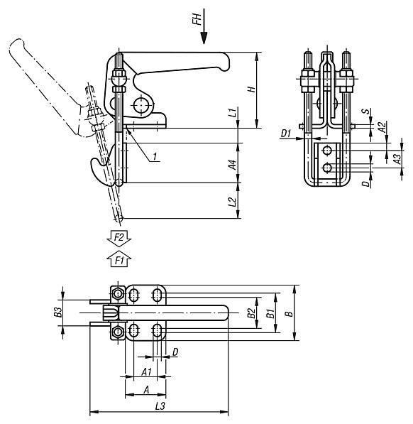 Sauterelle à étrier vertical avec attache 