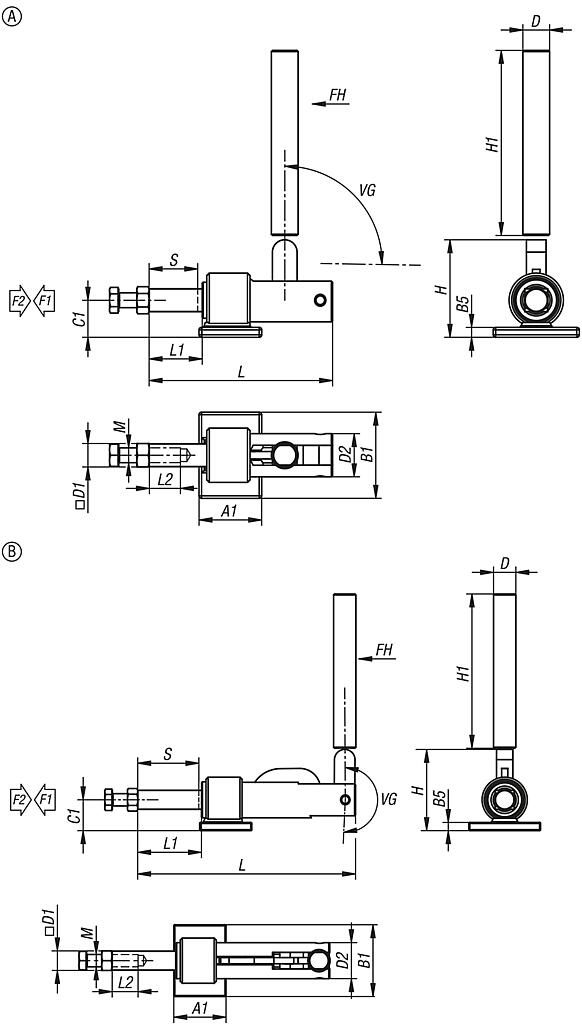 Sauterelle à bielle en acier, modèle lourd, soudable
force de maintien jusqu’à 22 250 N