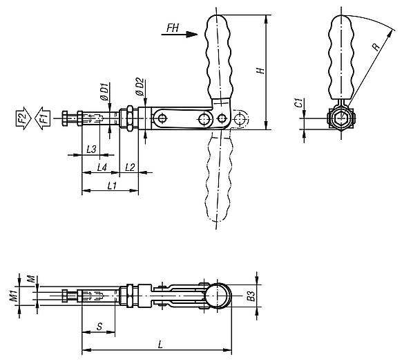 Toggle clamps push-pull without mounting bracket