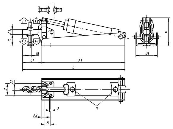 Ginocchiera pneumatica orizzontale forma A