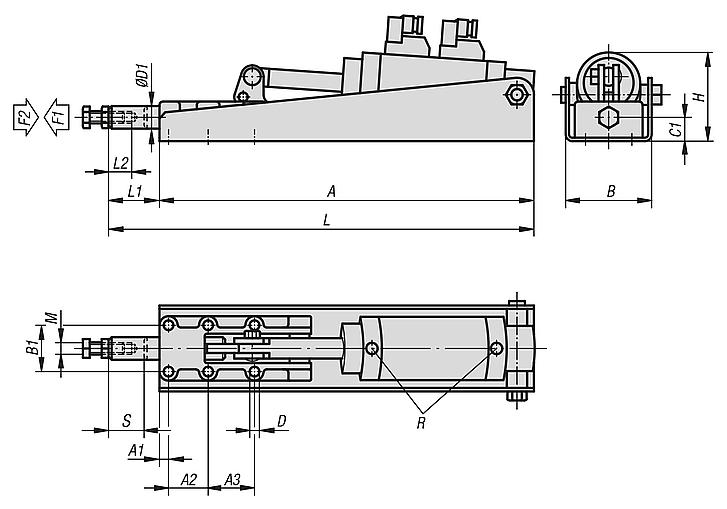 Pneumatic push-pull clamps