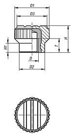 Knurled knobs with internal thread