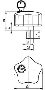 Five lobe grips plastic lockable with external thread