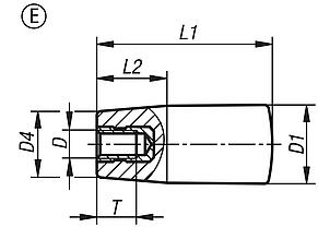 Taper grips with tapped bush, Form E