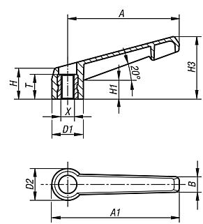 Non-Adjustable Clamp Levers with internal thread