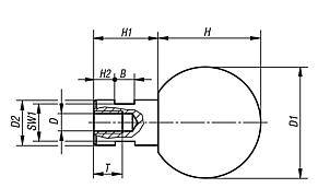 Ball grips revolving with internal thread