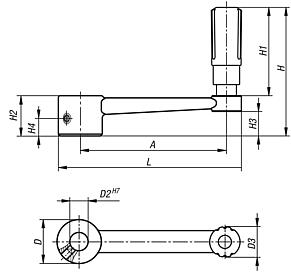 Crank handles revolving grip, reamed hole