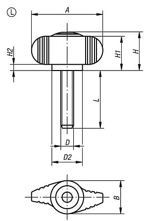 Wing grips "Miniwing" antistatic with external thread