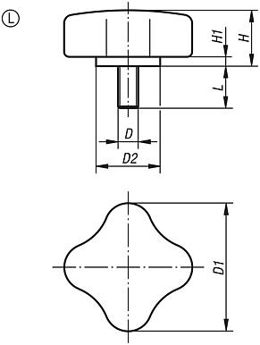 Flat four lobe grips with external thread