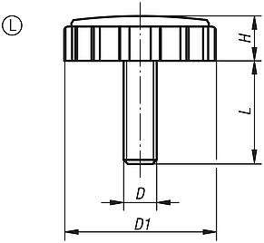 Knurled screws with external thread