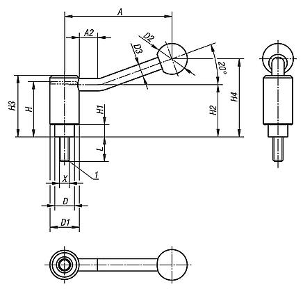 Tension levers safety external thread