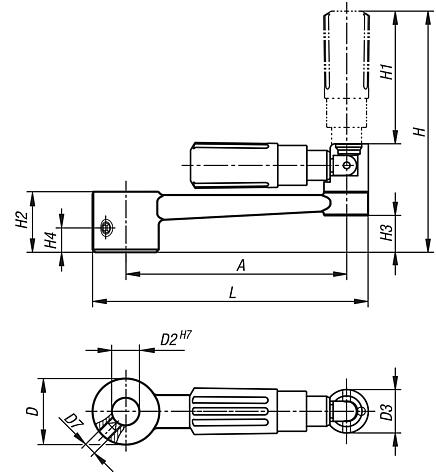 Manivelas de mano de aluminio con empuñadura cilíndrica plegable con agujero de referencia