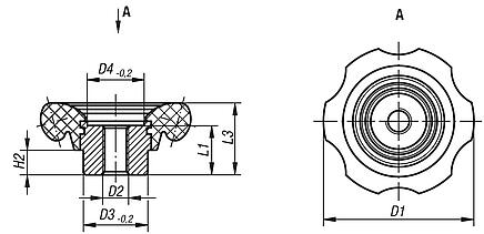 Handwheels, plastic (thermoset), with internal thread
