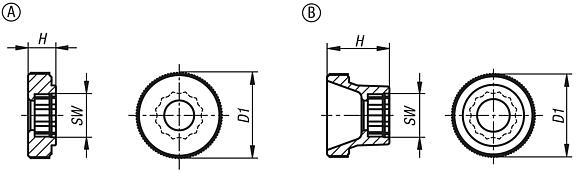 Knurled knobs for hex head screws