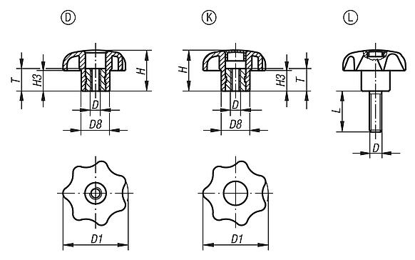 Pomelli a lobi simili a DIN 6336 parti metalliche in acciaio inox