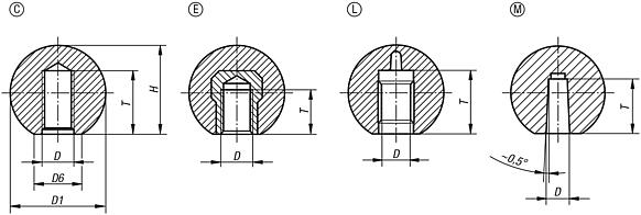 Pomelli a sfera lisci DIN 319