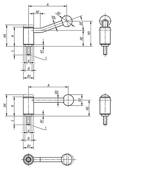 Tension levers external thread