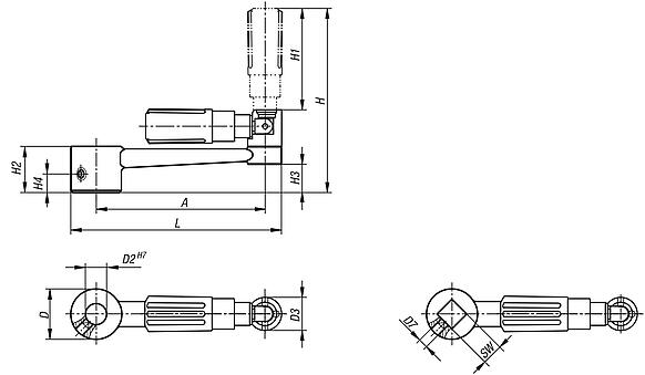 Manivelle en inox avec poignée cylindrique escamotable