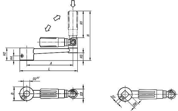 Manivelle en aluminium avec poignée cylindrique de sécurité