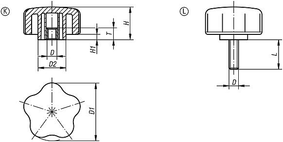 Five lobe grips