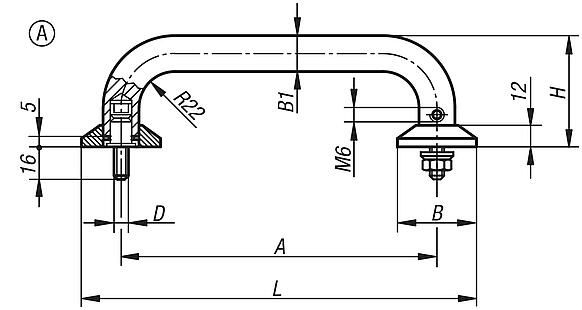 Pull handles, round stainless steel with wide washers, fastened from the front