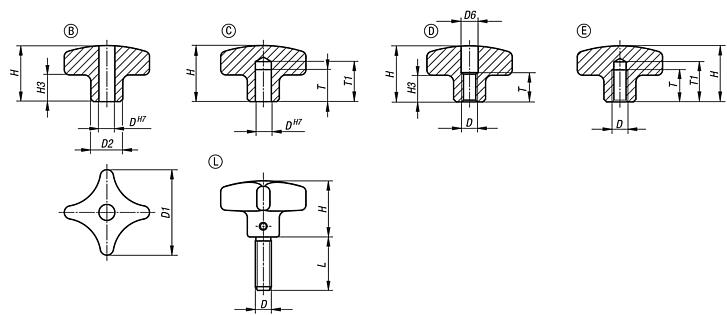 Ecrou croisillon en Inox similaire à DIN 6335