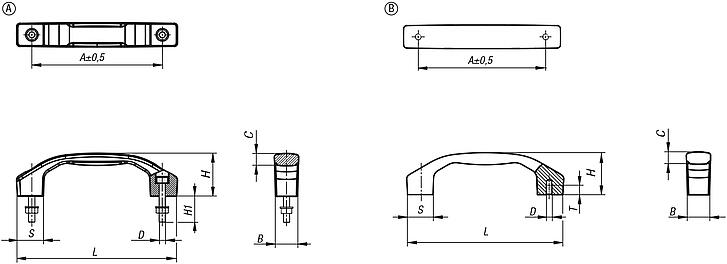 Pull handles, aluminium