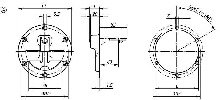 Empuñaduras abatibles huecas de acero inoxidable, forma A