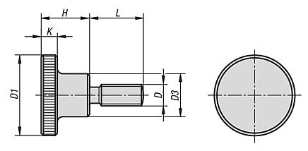 Knurled screws high form steel and stainless steel, DIN 464