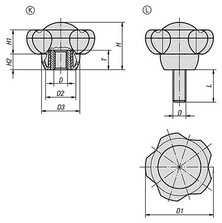 Five lobe grips