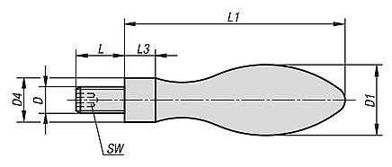 Ballengriffe feststehend DIN 39 Form E, aus Stahl