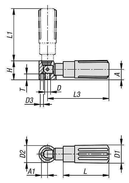 Plastic cylindrical grips, fold-away