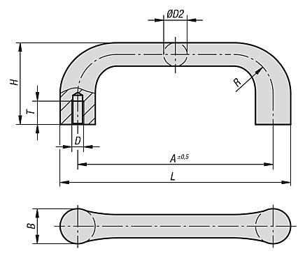 Pull handles, round cast iron