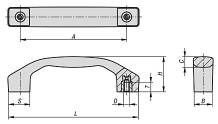 Pulls handles, plastic, detectable