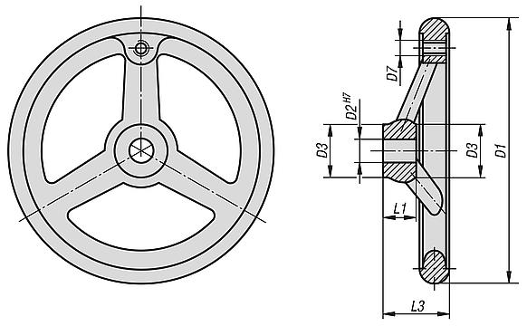 Handwheels DIN 950, stainless steel