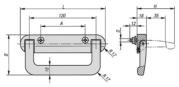 Pull handles, plastic, fold-down