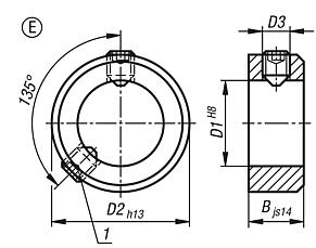 Shaft collars set screw DIN 705, stainless steel , Form E, hexagon socket